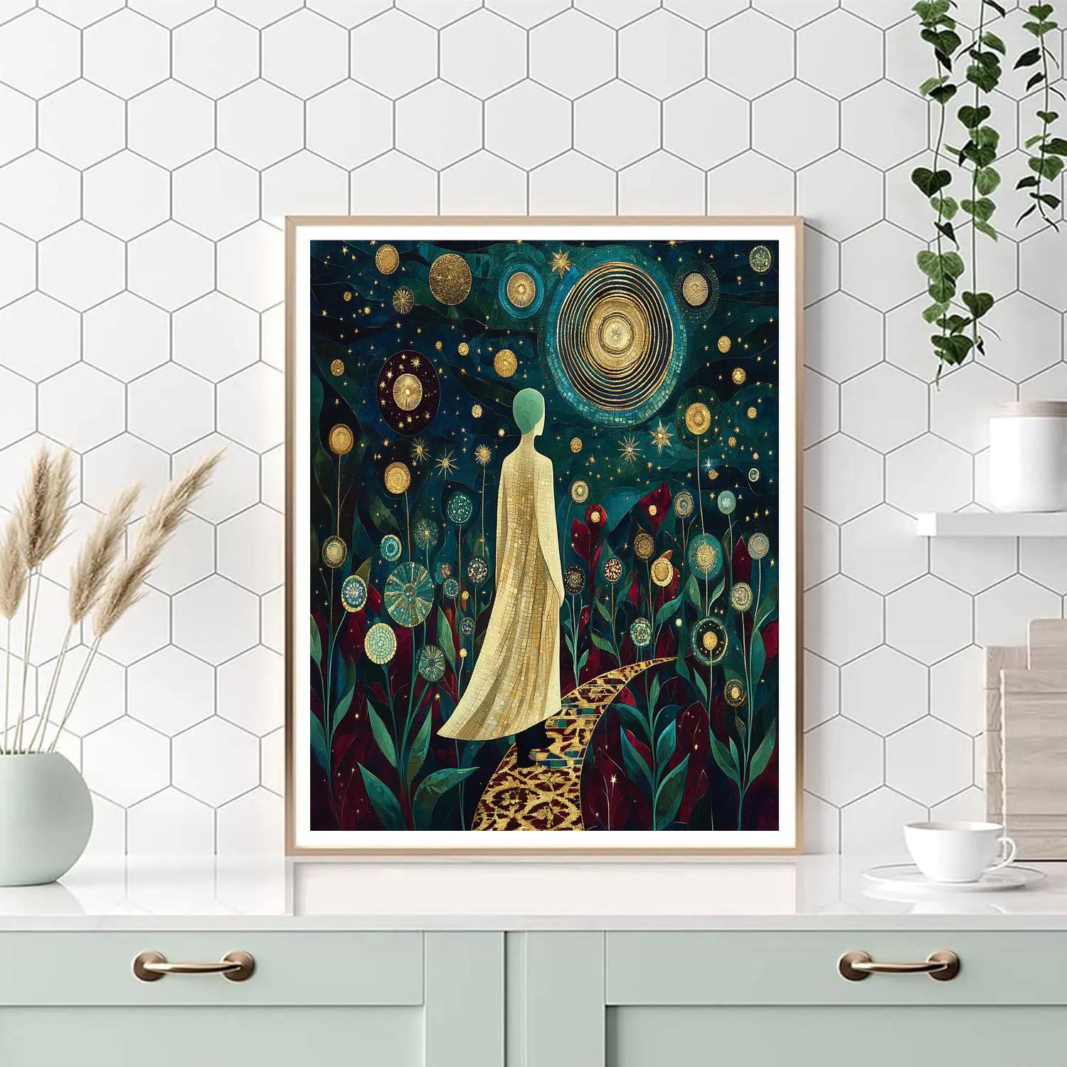 Gustav Klimt Inspired Golden Star Garden - DIY Painting By Numbers Kit