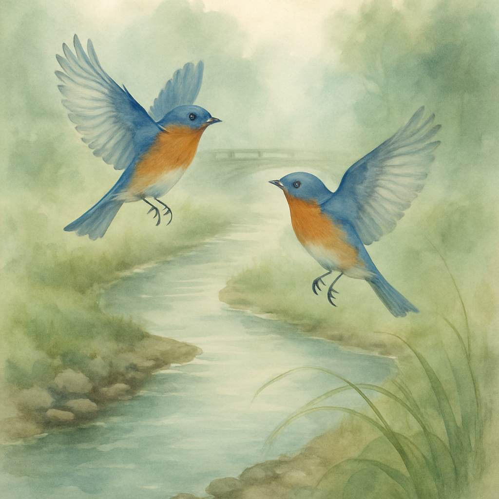 Bluebirds Over The Misty Creek - DIY Painting By Numbers Kit