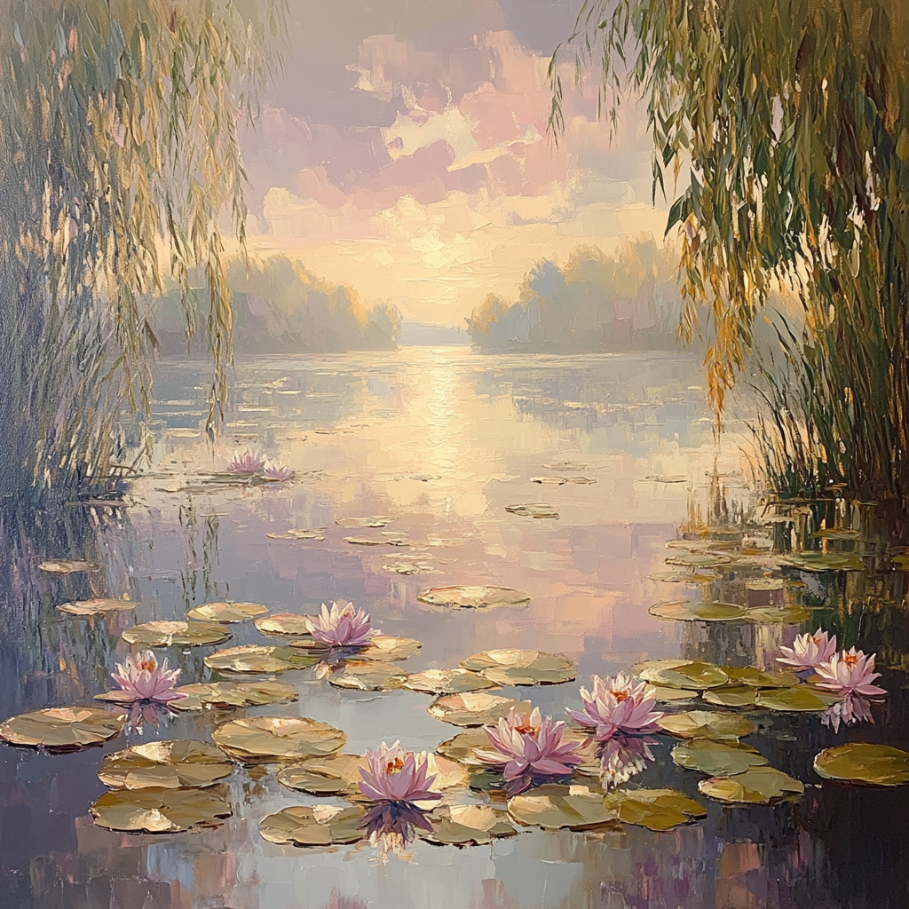 Monet Inspired Water Lilies at Dawn - DIY Painting By Numbers Kit