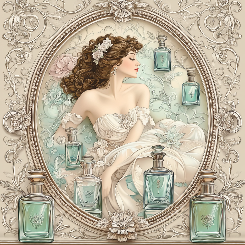 Alphonse Mucha Inspired Perfume Bottles Muse - DIY Painting By Numbers Kit