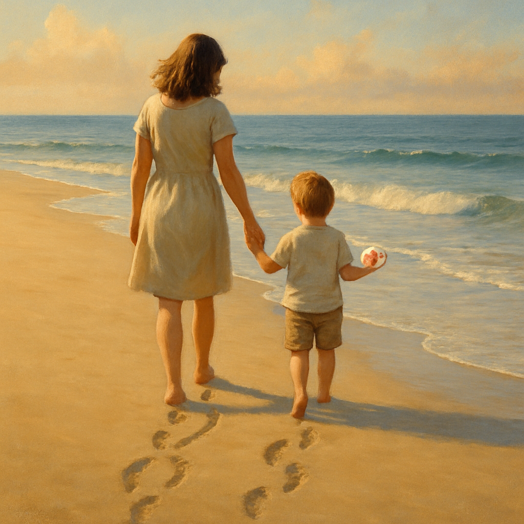 Mothers Day Beach Footprints - DIY Painting By Numbers Kit