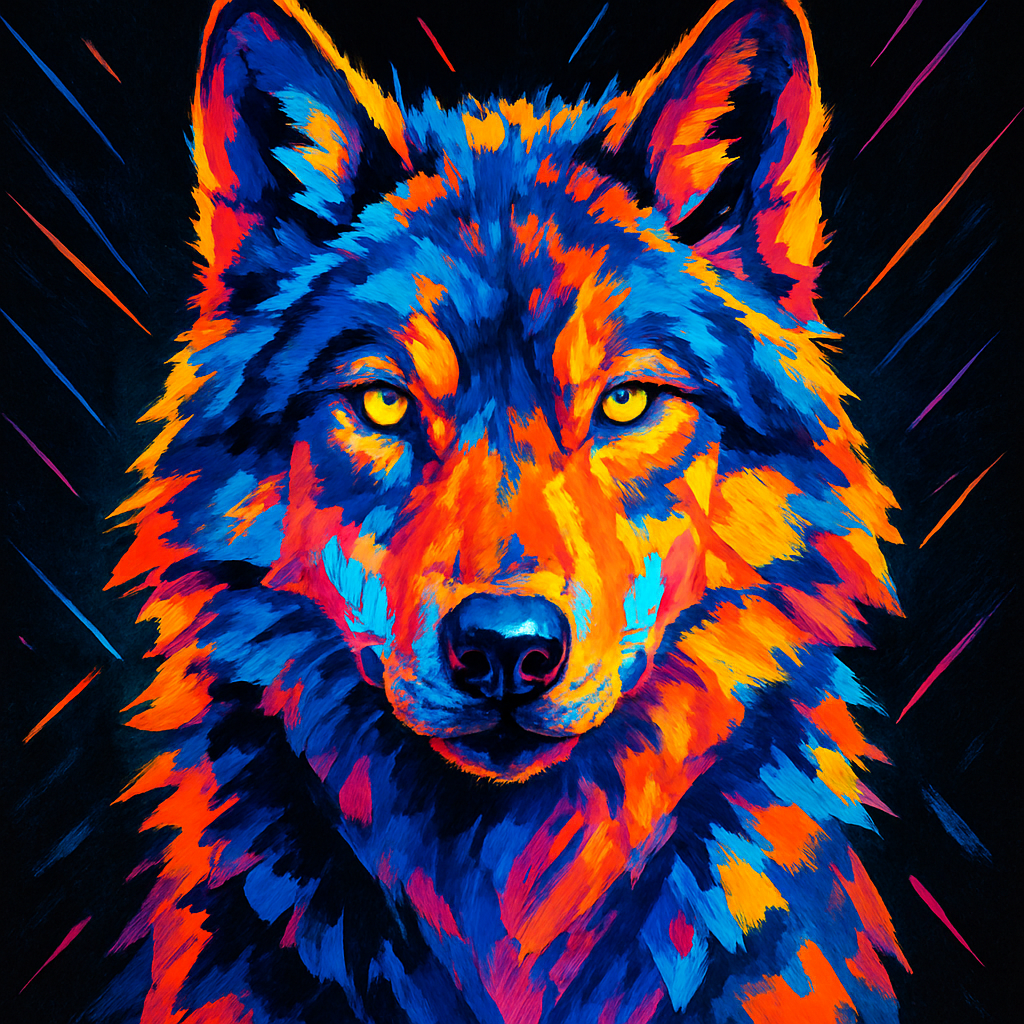 Prismatic Thunder Wolf Gaze - DIY Painting By Numbers Kit