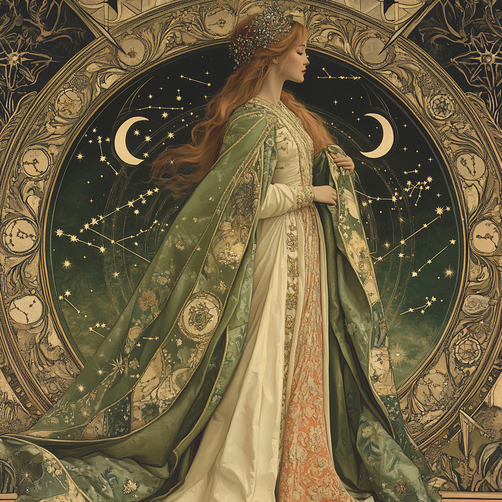 Alphonse Mucha Inspired Zodiac Constellation Woman - DIY Painting By Numbers Kit