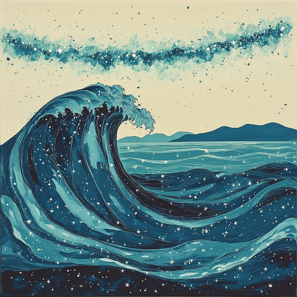 Hokusai Inspired Great Wave Of Starlight - DIY Painting By Numbers Kit