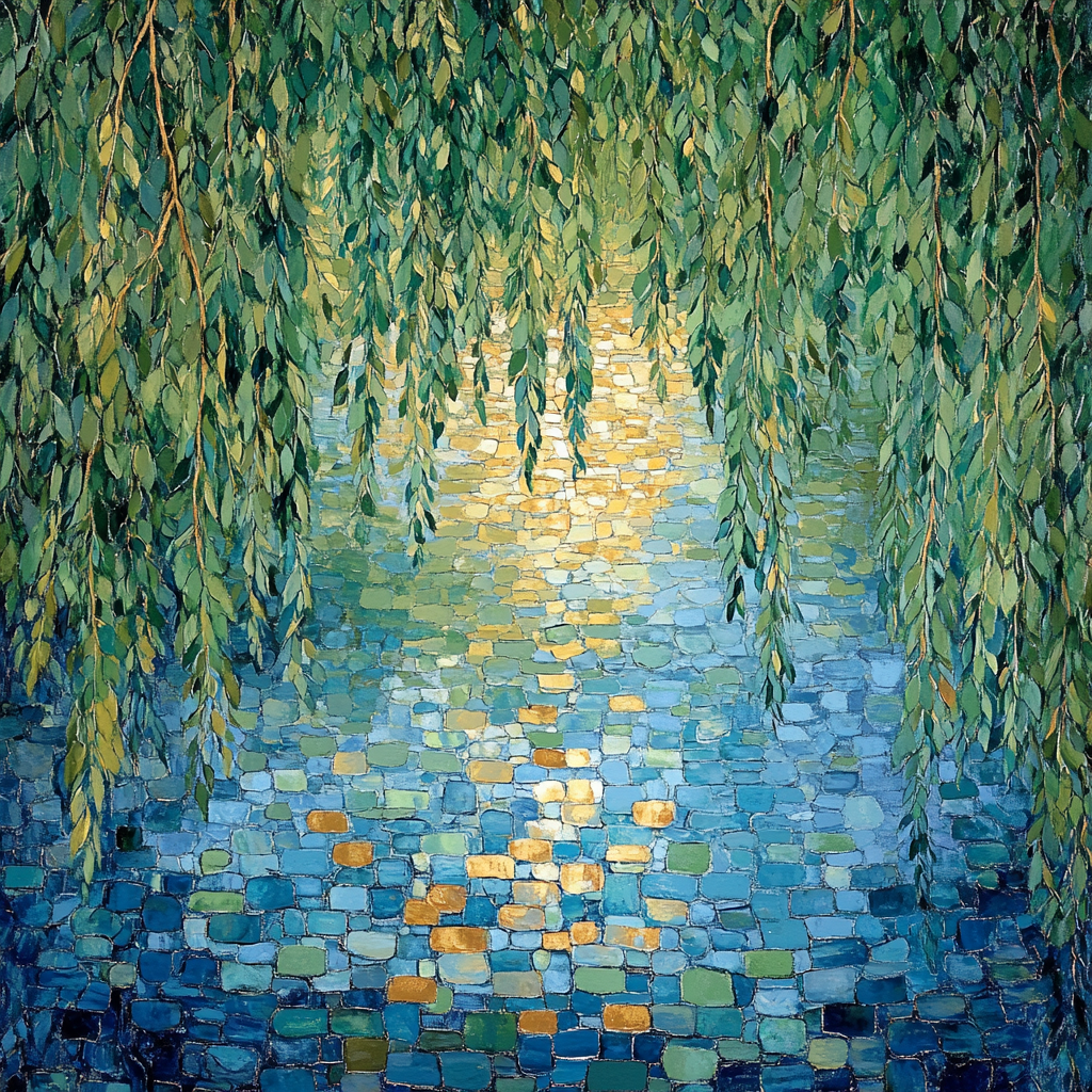 Claude Monet Inspired Reflections Beneath Willow Branches - DIY Painting By Numbers Kit