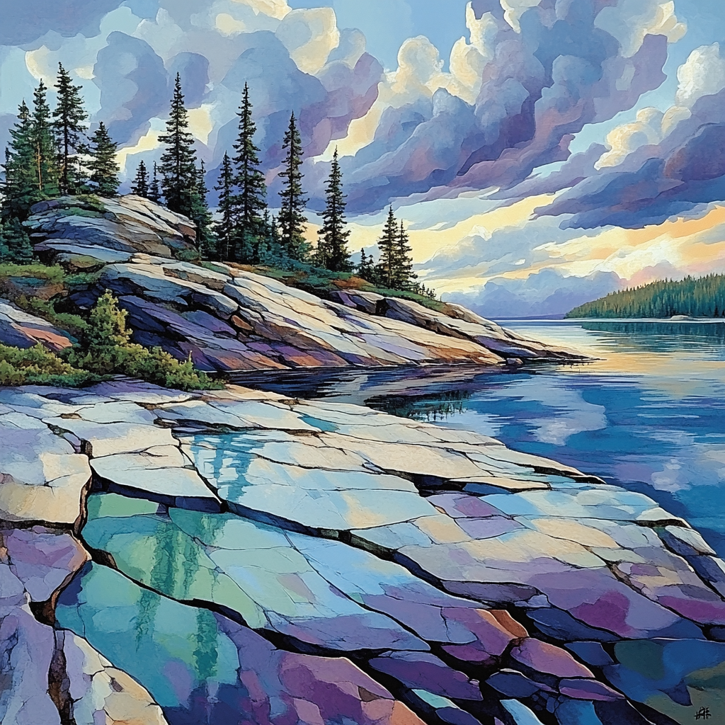 J E H MacDonald Inspired Storm Light Over Granite Shield Lake - DIY Painting By Numbers Kit