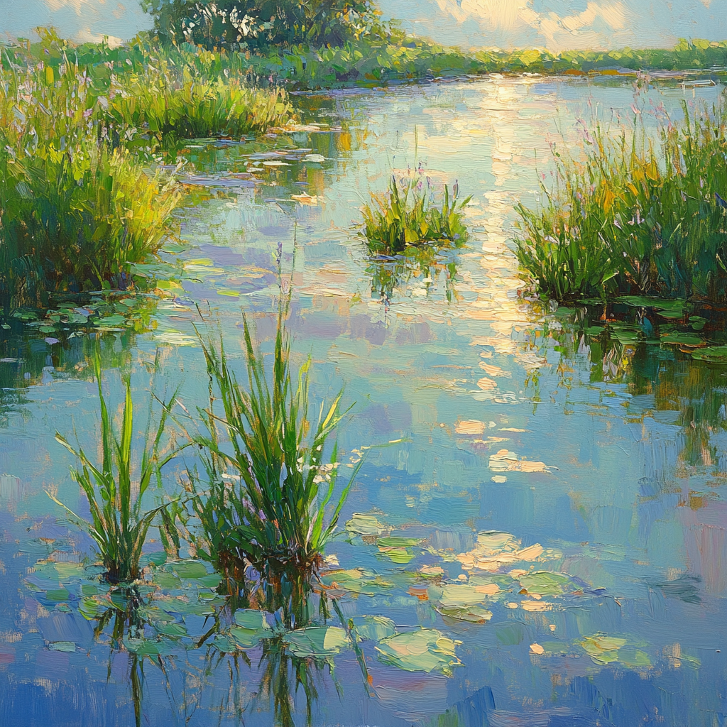 Claude Monet Inspired Dappled Light on Garden Pond Edge - DIY Painting By Numbers Kit