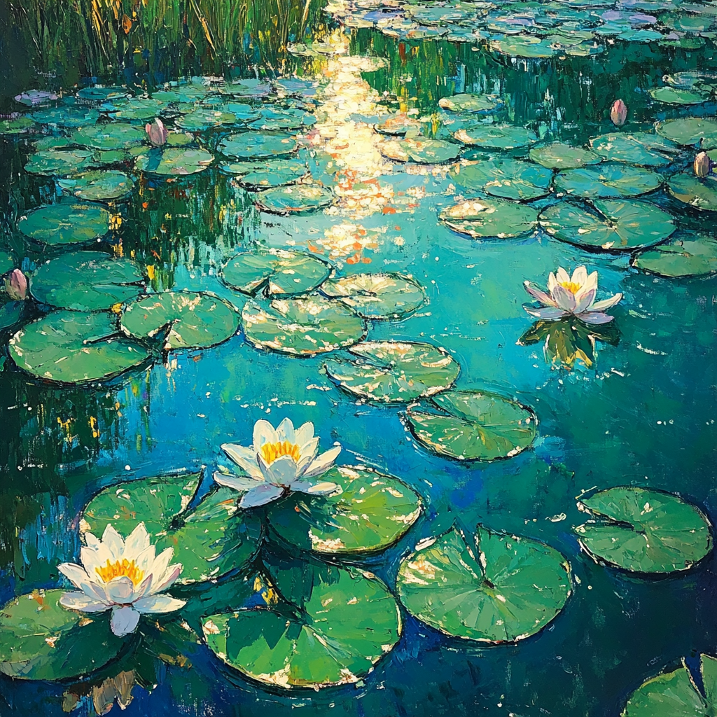 Claude Monet Inspired Lily Pond Emerald Noon Glare - DIY Painting By Numbers Kit