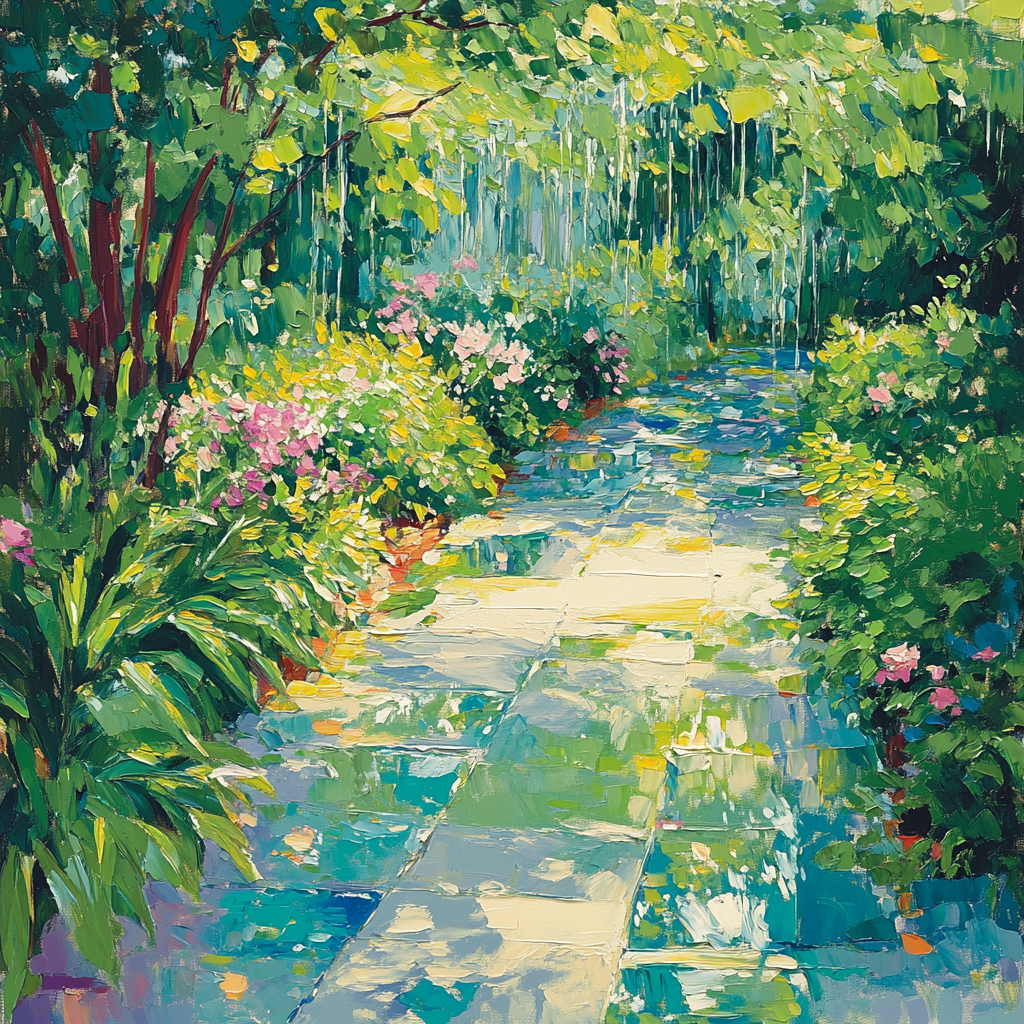 Claude Monet Inspired Spring Rain Garden Fresh Greens - DIY Painting By Numbers Kit