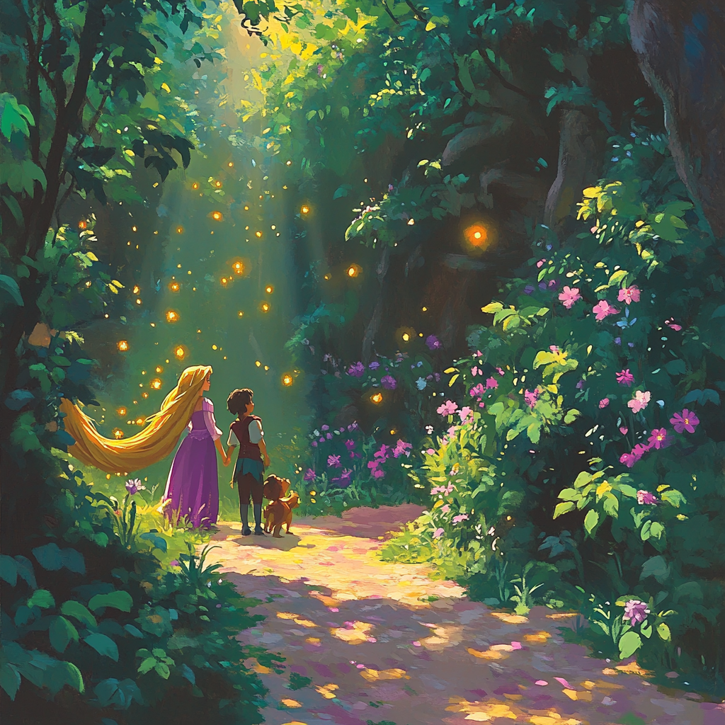 Rapunzel and Pascal's Magical Forest Stroll Disney Inspired - DIY Painting By Numbers Kit