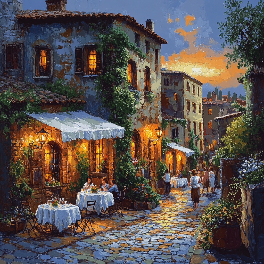Street Cafes in Trastevere Rome Italy - DIY Painting By Numbers Kit