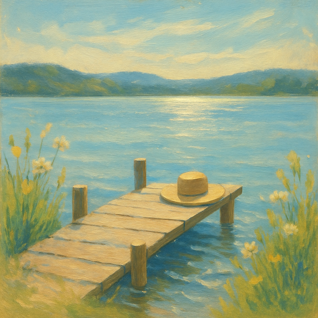 Wildflower Dock on a Gentle Summer Blue Lake - DIY Painting By Numbers Kit