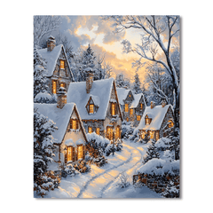 Kinkade Inspired Illuminated Winter Wonderland - DIY Painting By Numbers Kit