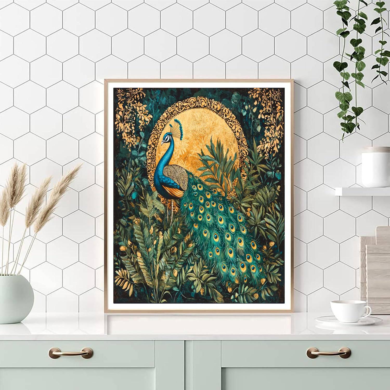Gustav Klimt Inspired Elegant Peacock Paradise - DIY Painting By Numbers Kit