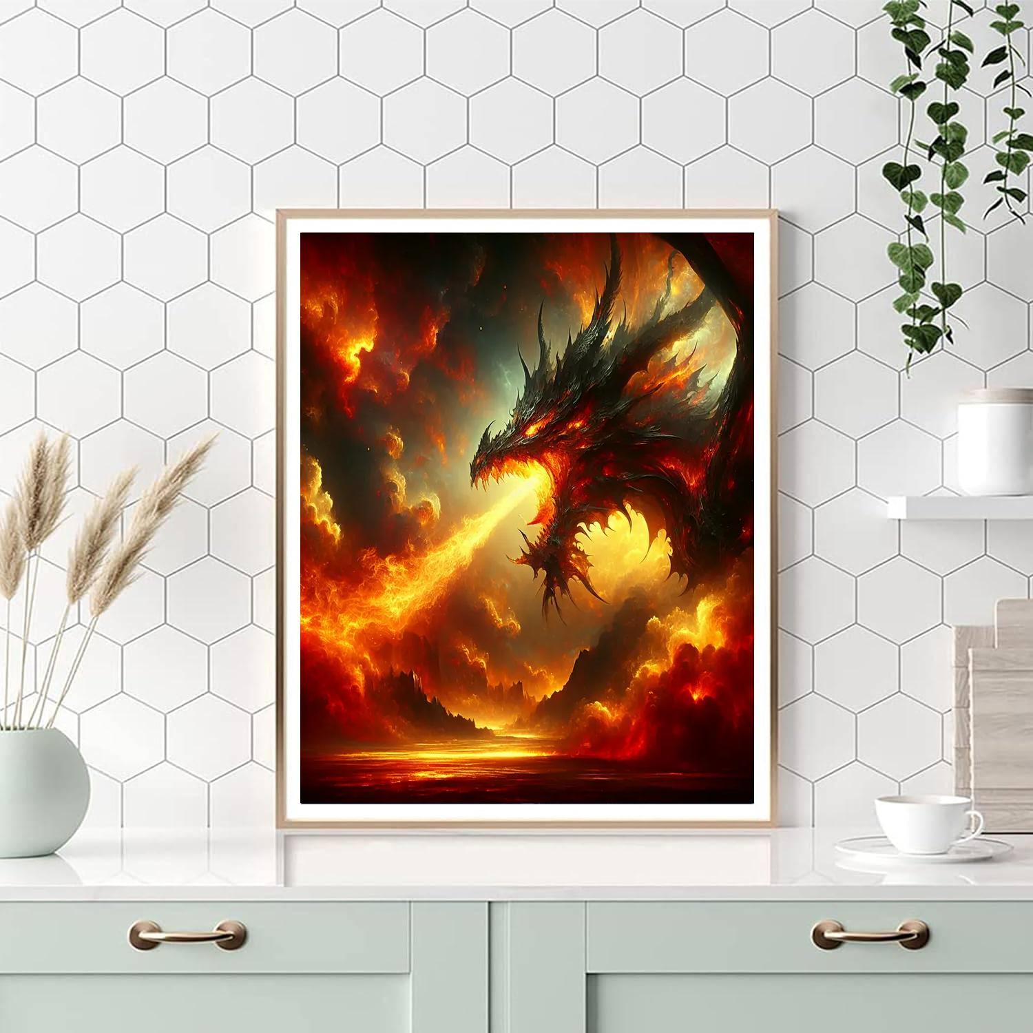 Dragon's Fiery Majesty - DIY Painting By Numbers Kit