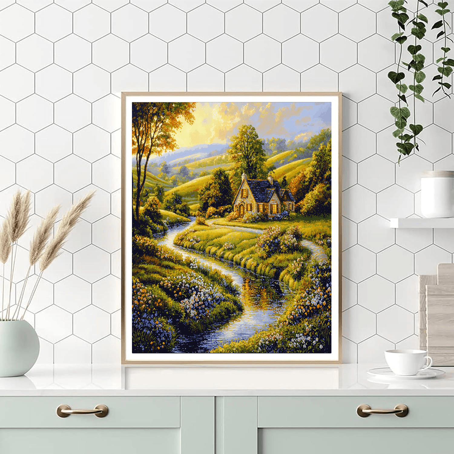 Kinkade Inspired Rustic Reflections - DIY Painting By Numbers Kit