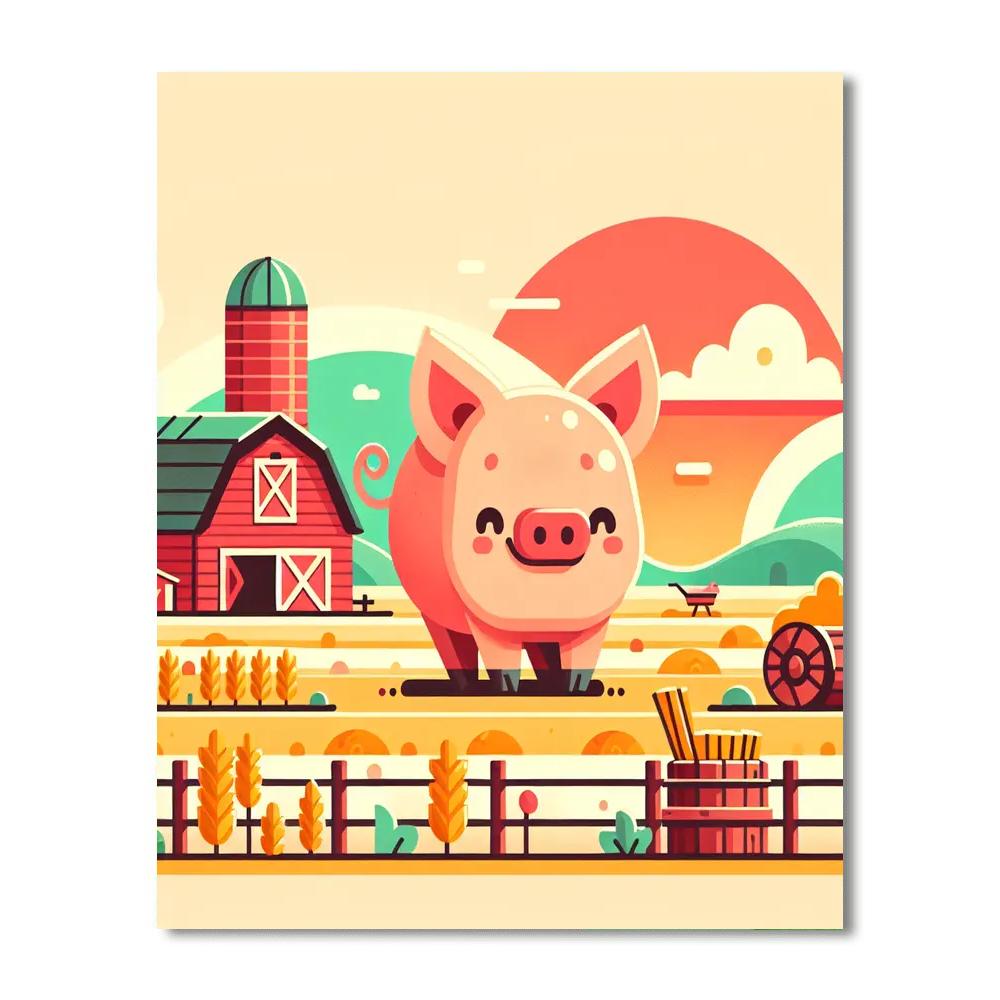 Jolly Farm Pig - DIY Painting By Numbers Kit
