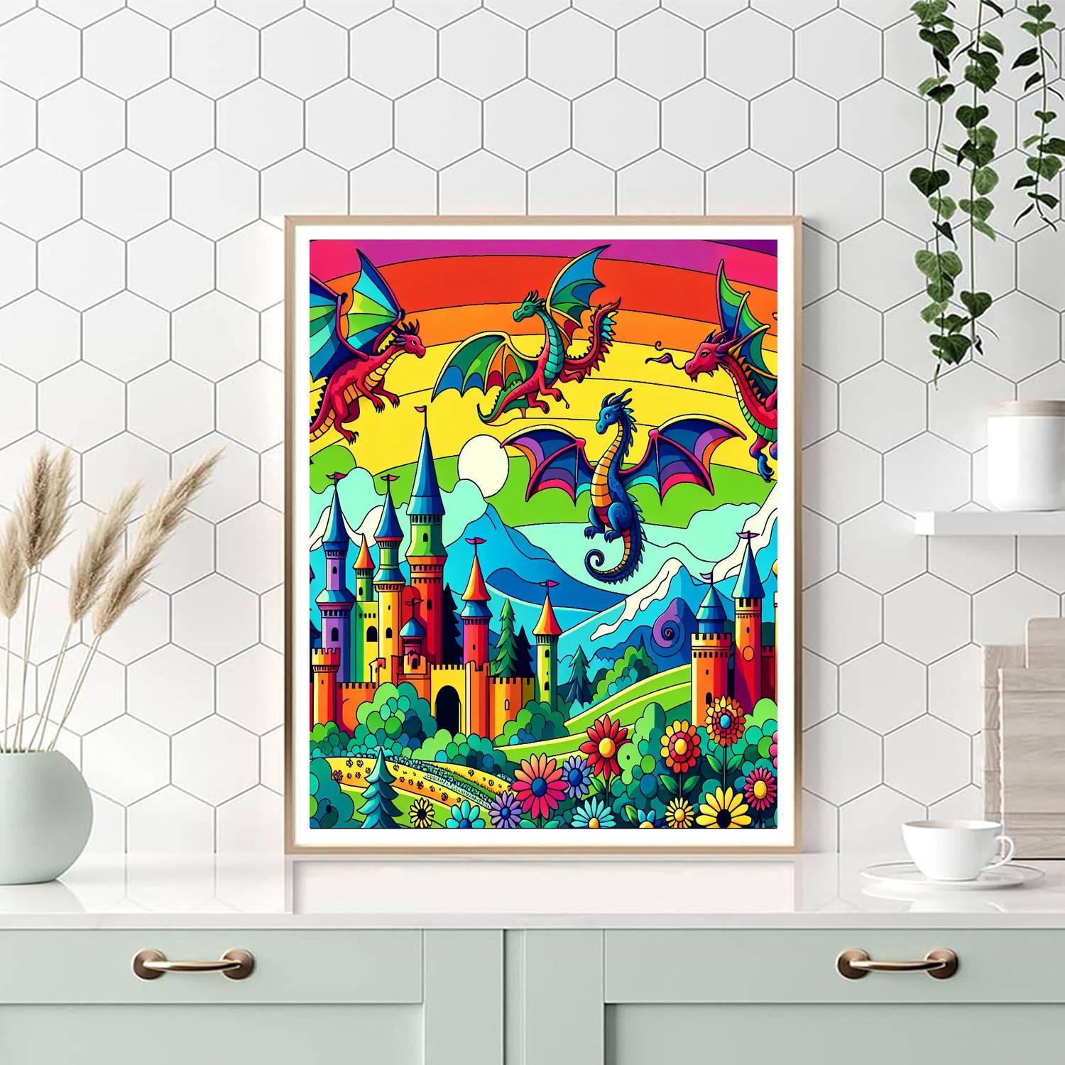 Rainbow Dragon Kingdom - DIY Painting By Numbers Kit