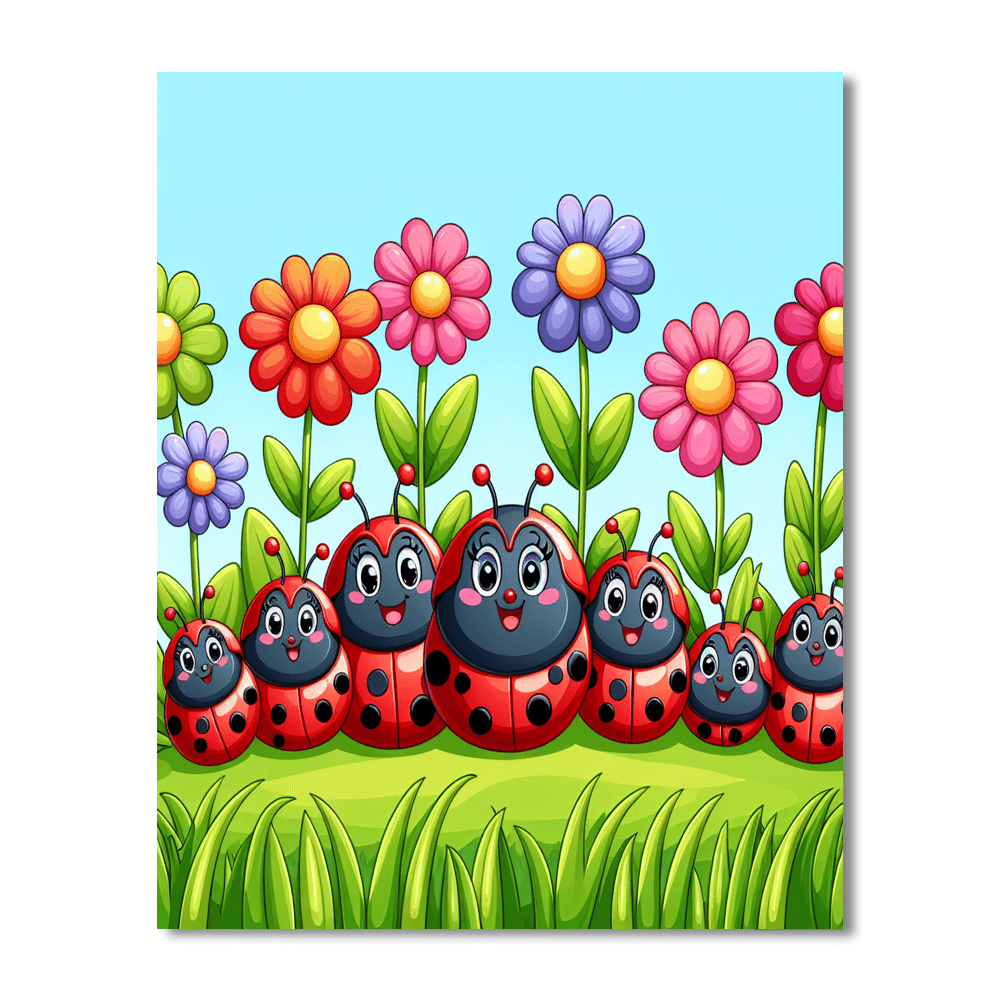 Cheerful Ladybug Family - DIY Painting By Numbers Kit