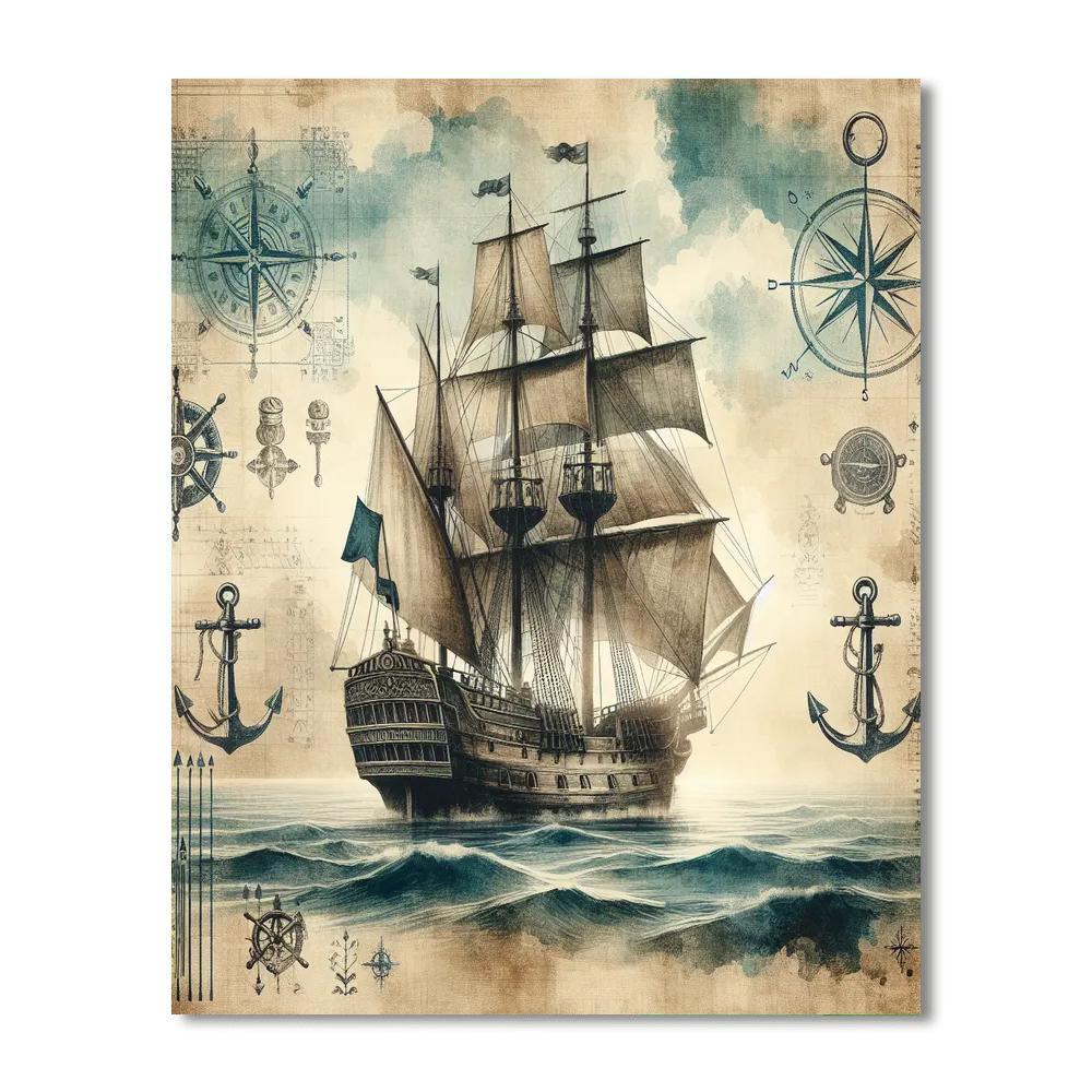 Vintage Nautical Odyssey - DIY Painting By Numbers Kit