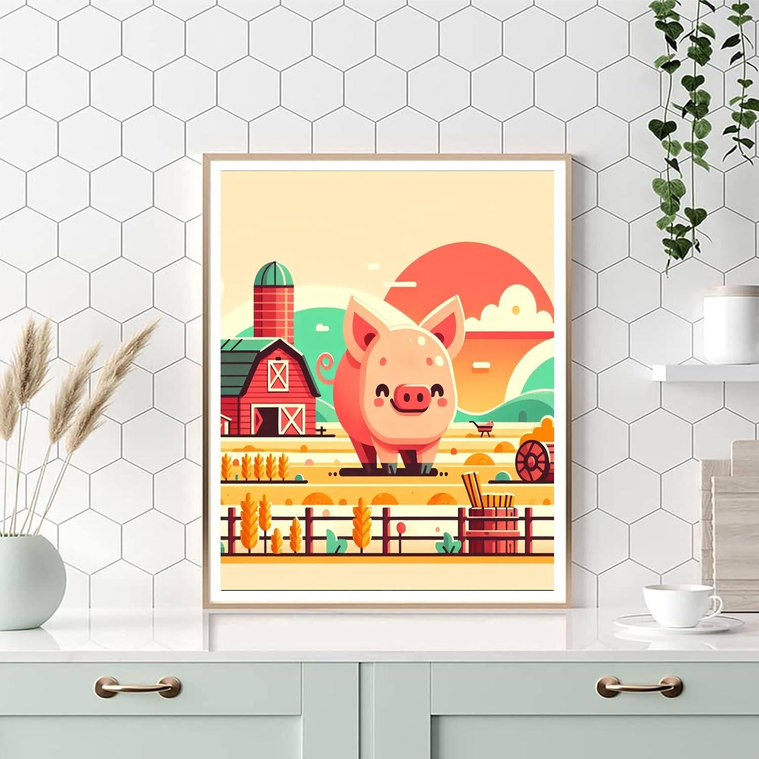 Jolly Farm Pig - DIY Painting By Numbers Kit