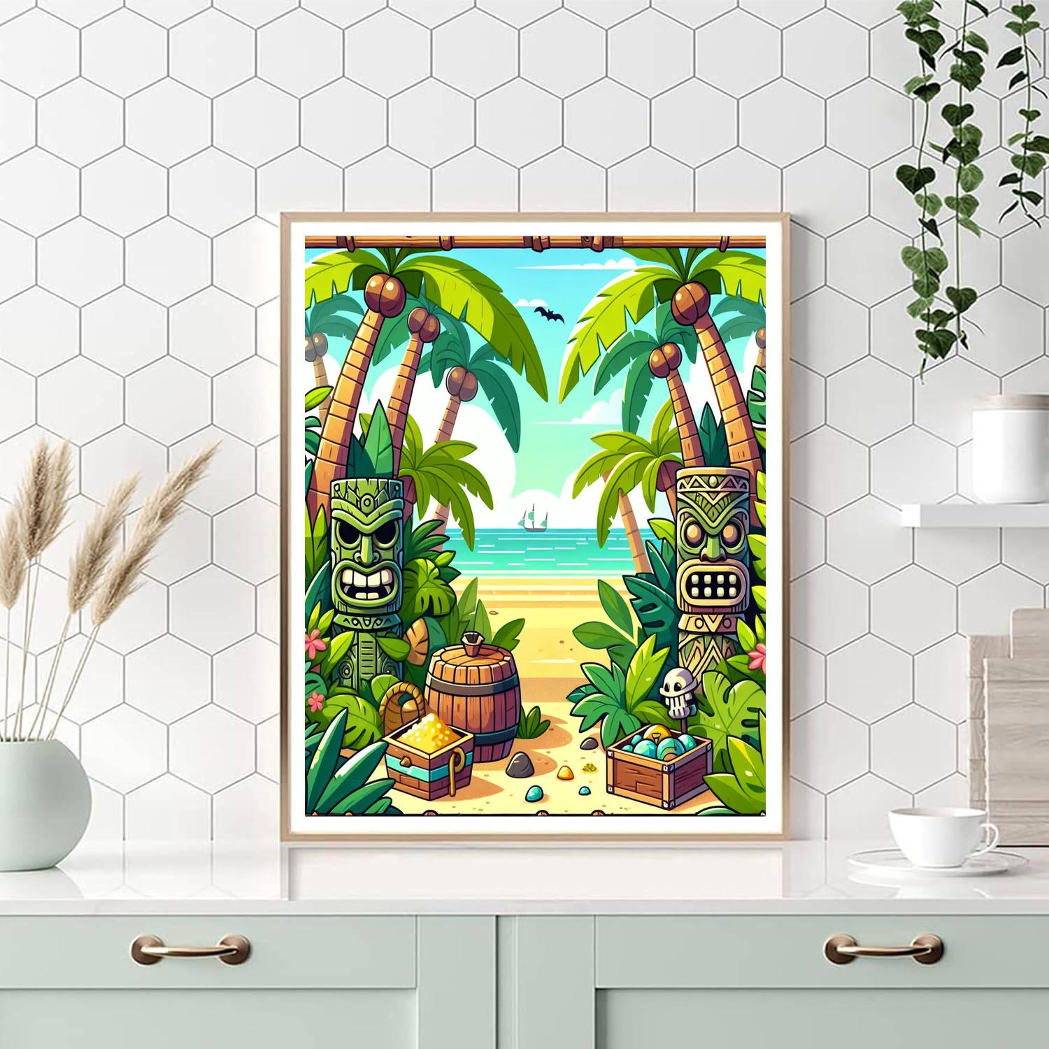 Tropical Tiki Adventure - DIY Painting By Numbers Kit