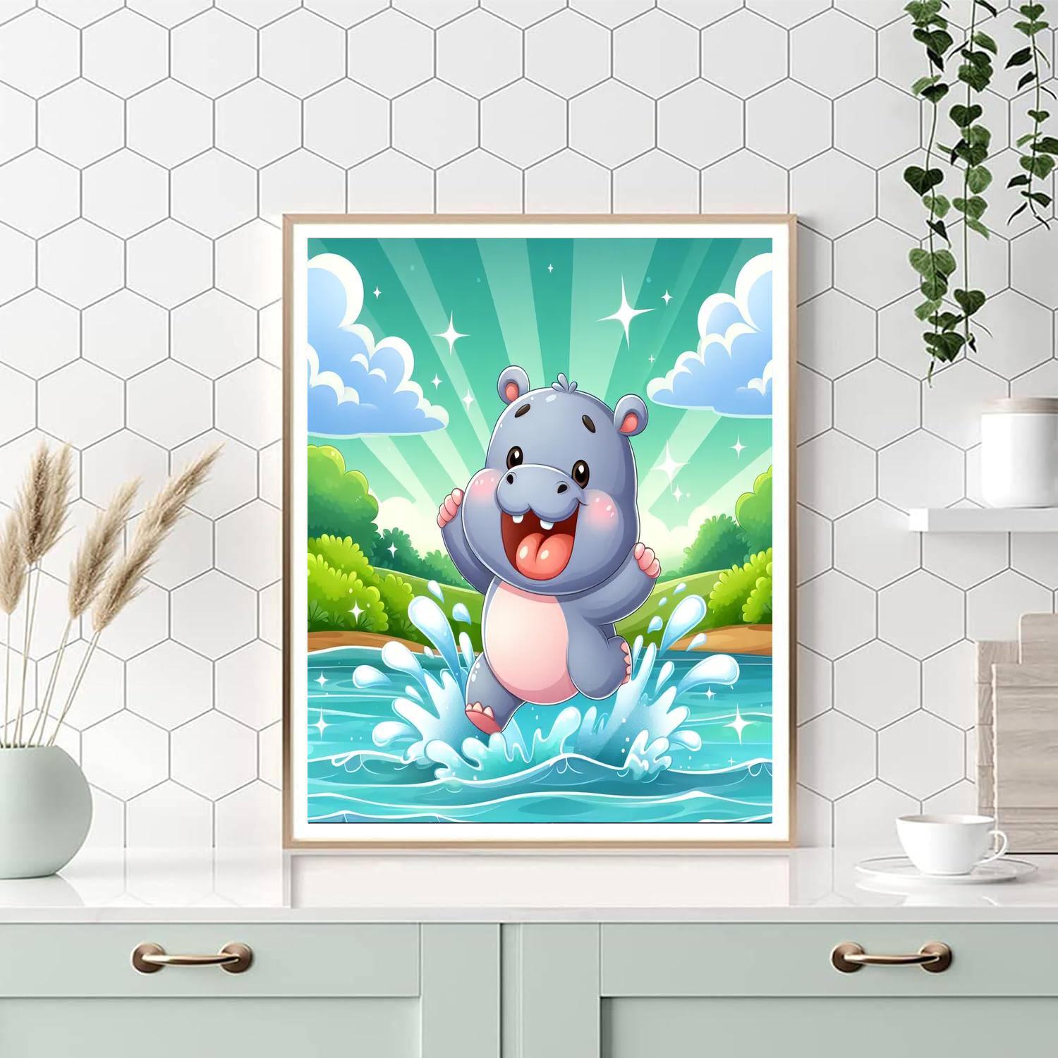 Bouncy Hippo - DIY Painting By Numbers Kit