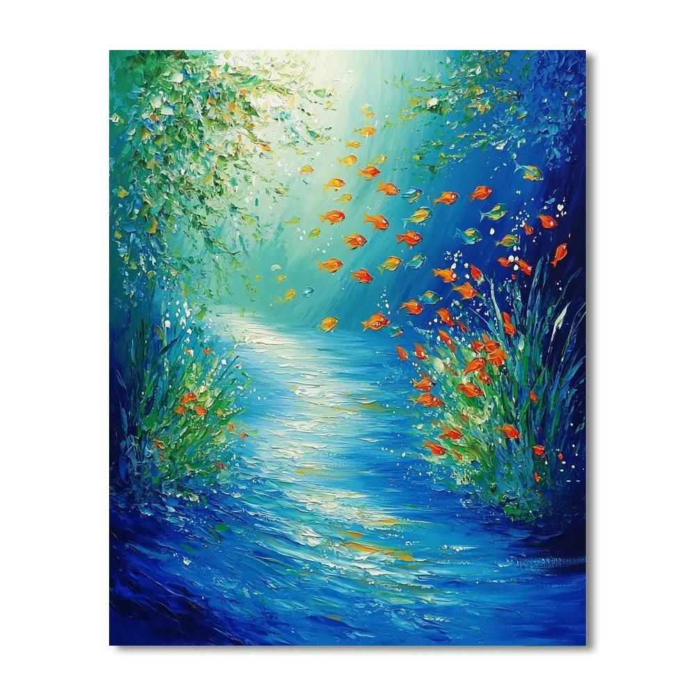Claude Monet Inspired Enchanting Underwater Scene - DIY Painting By Numbers Kit