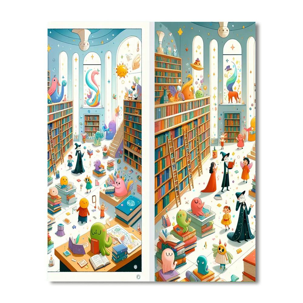 Whimsical Storybook Library - DIY Painting By Numbers Kit