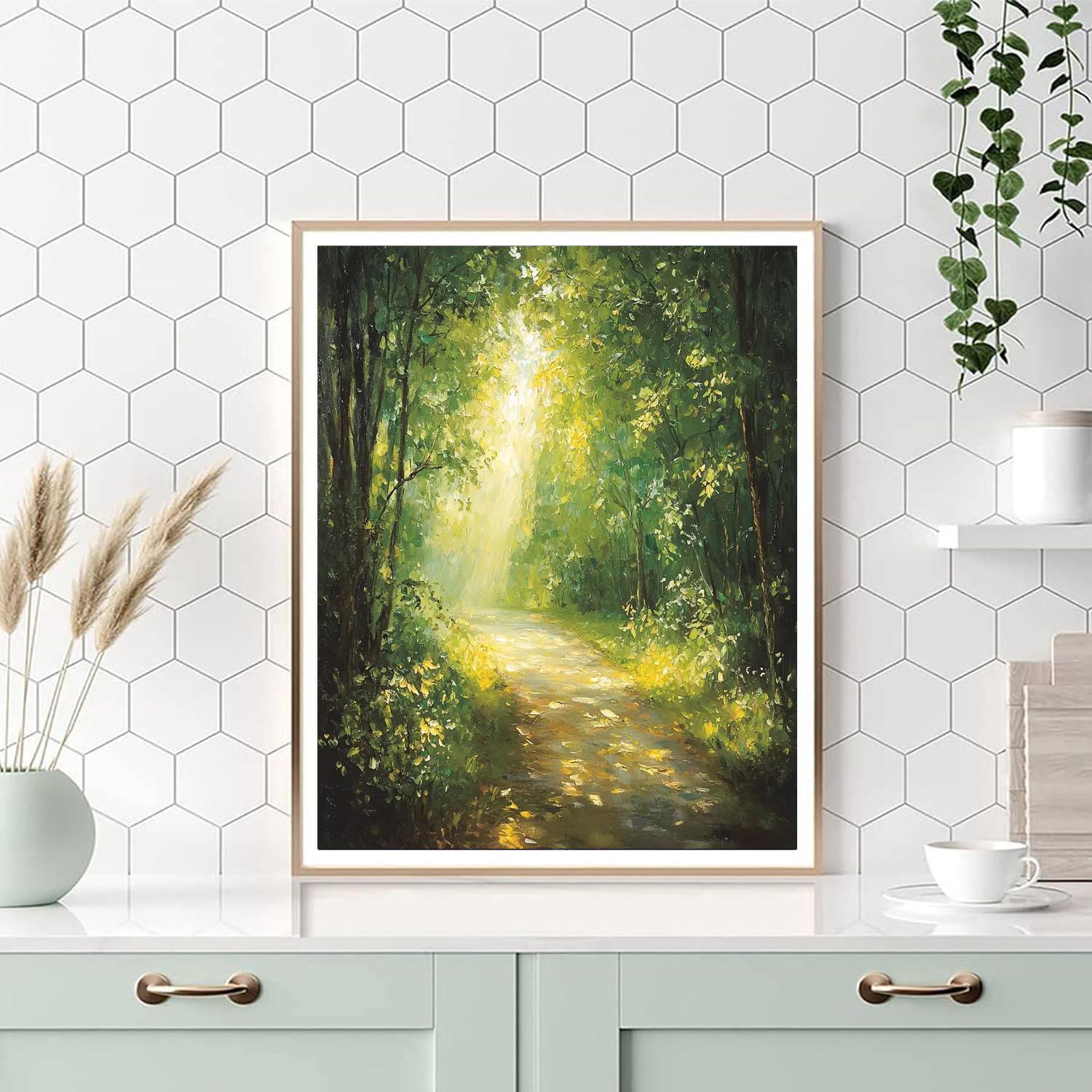 Claude Monet Inspired Glimmering Forest Path - DIY Painting By Numbers Kit