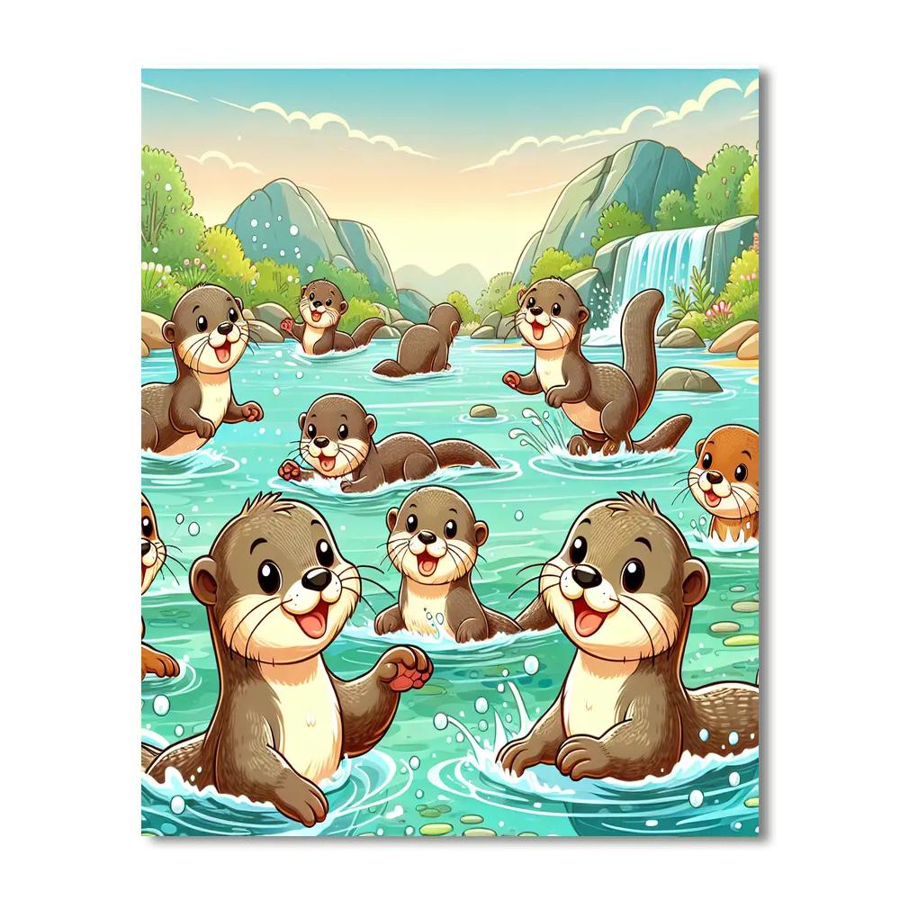 Cheerful Otters' River Adventure - DIY Painting By Numbers Kit