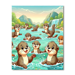 Cheerful Otters' River Adventure - DIY Painting By Numbers Kit