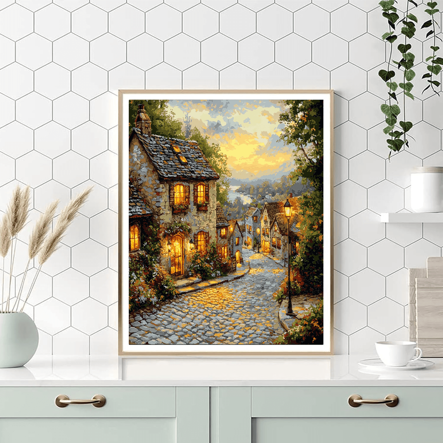 Kinkade Inspired Historical Streetscape - DIY Painting By Numbers Kit
