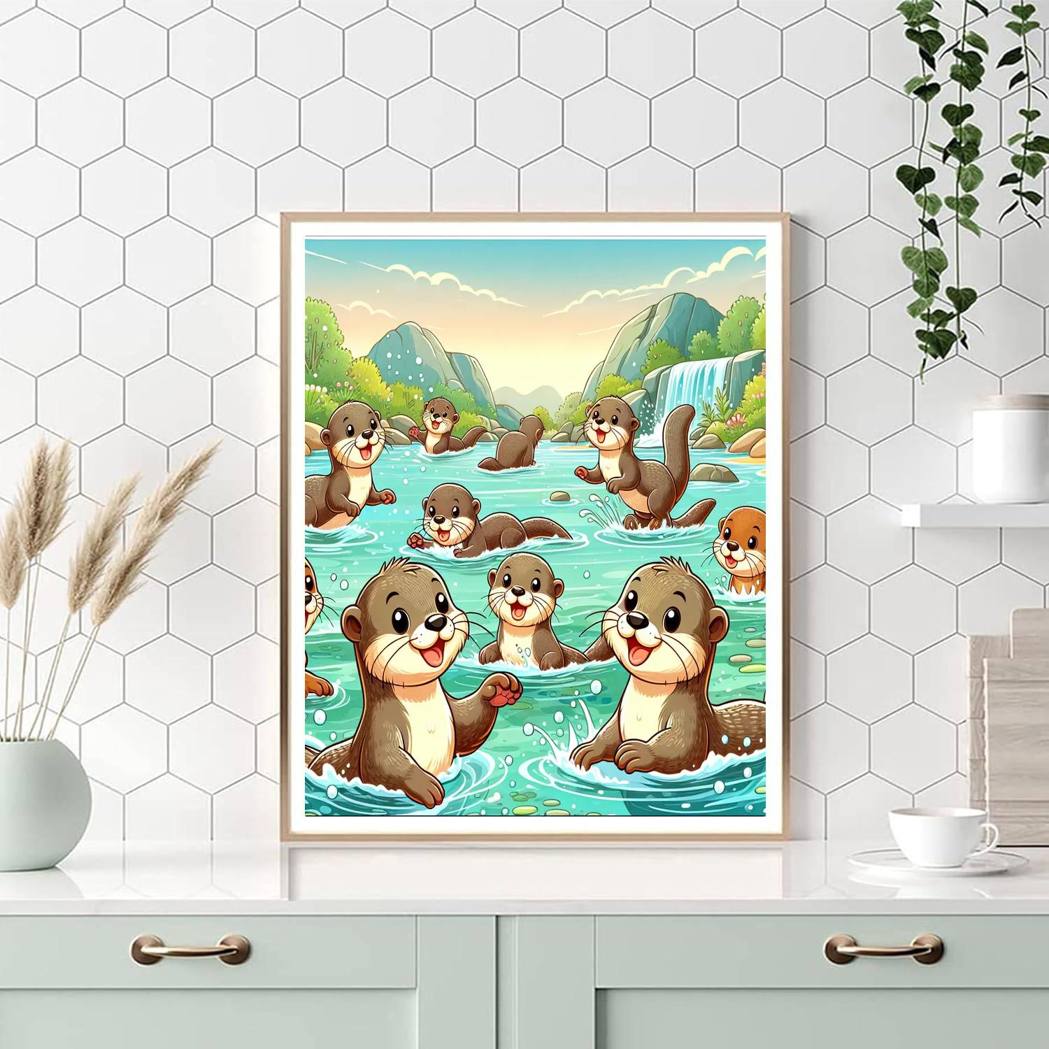 Cheerful Otters' River Adventure - DIY Painting By Numbers Kit