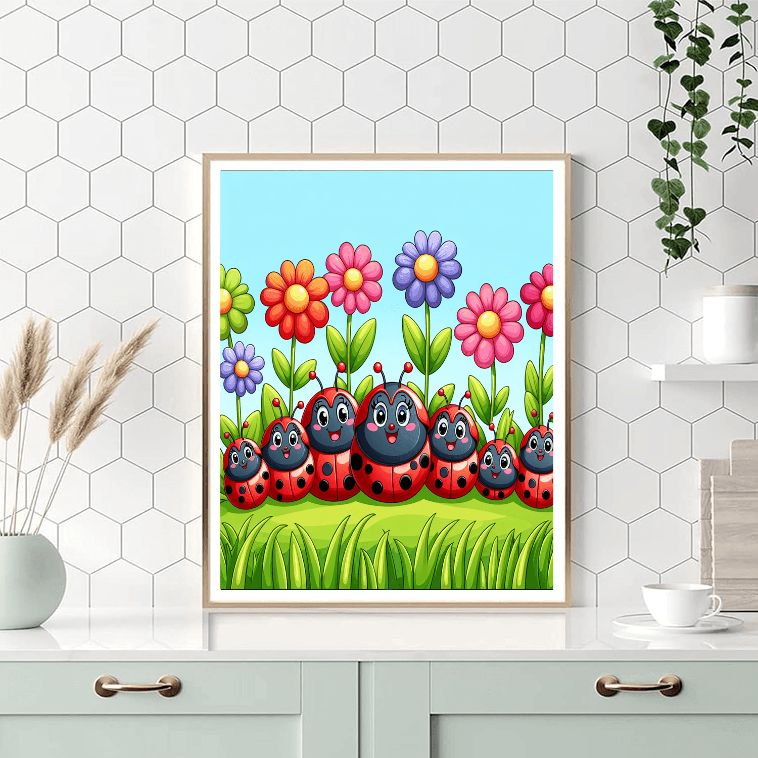 Cheerful Ladybug Family - DIY Painting By Numbers Kit
