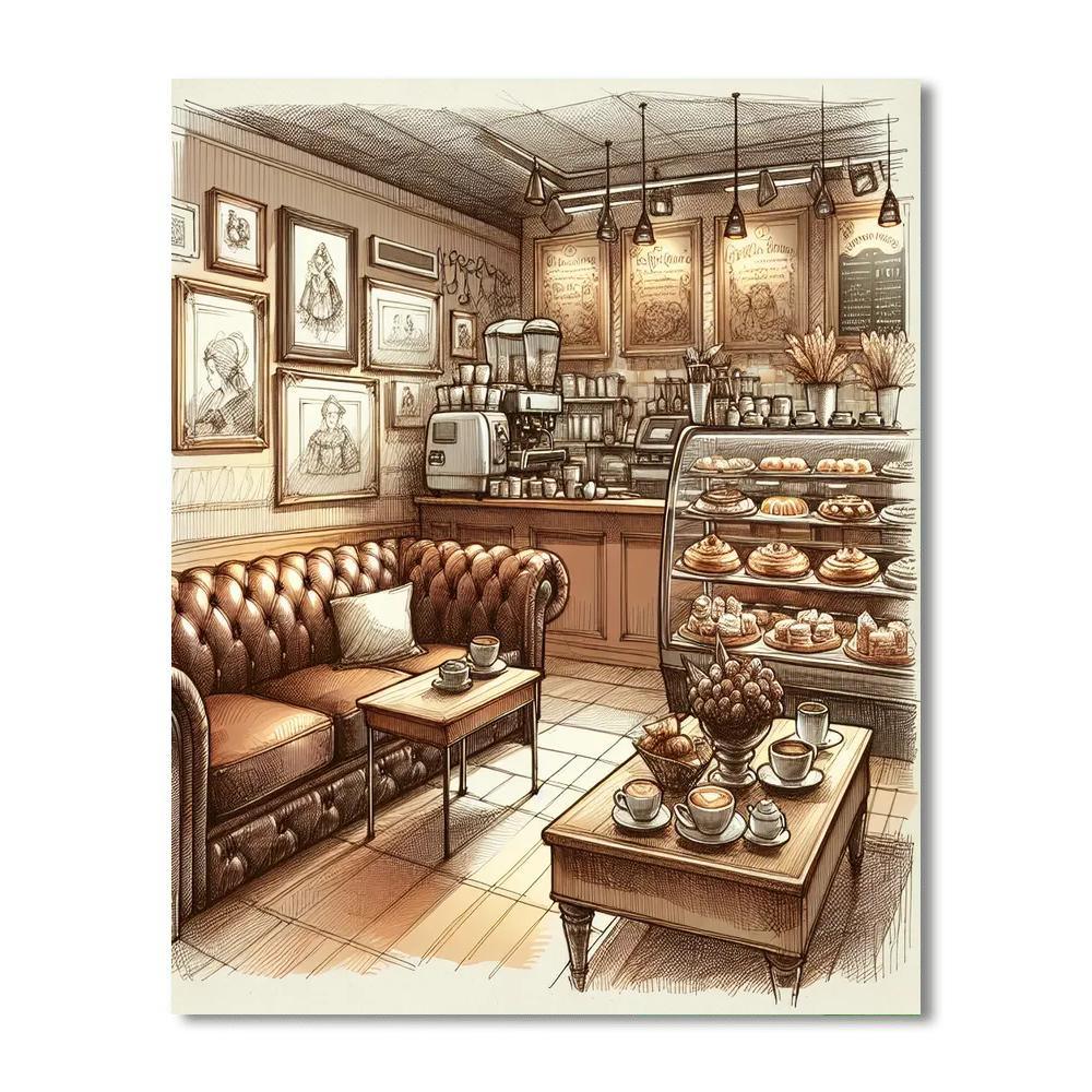 Charming Coffee Shop - DIY Painting By Numbers Kit