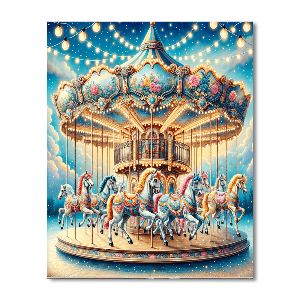 Charming Vintage Carousel - DIY Painting By Numbers Kit