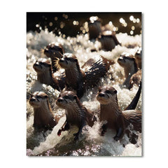 Playful Otters in River Adventure - DIY Painting By Numbers Kit