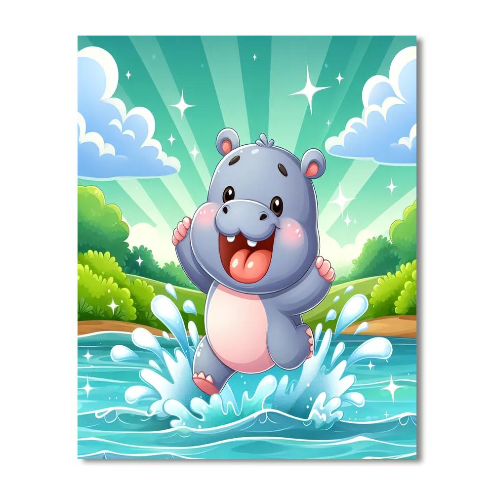 Bouncy Hippo - DIY Painting By Numbers Kit