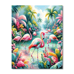 Exotic Flamingo Paradise - DIY Painting By Numbers Kit
