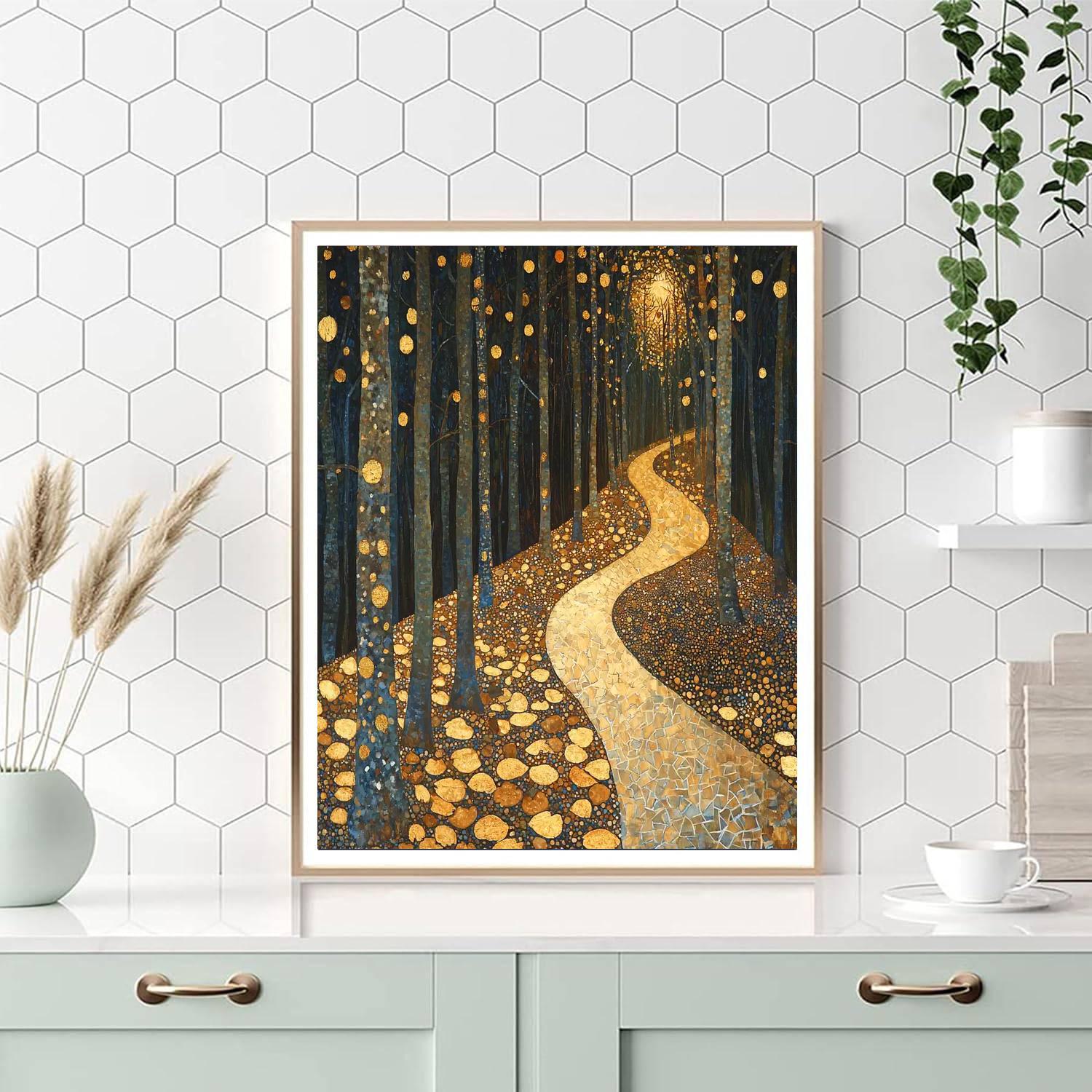 Gustav Klimt Inspired Ethereal Forest Paths - DIY Painting By Numbers Kit