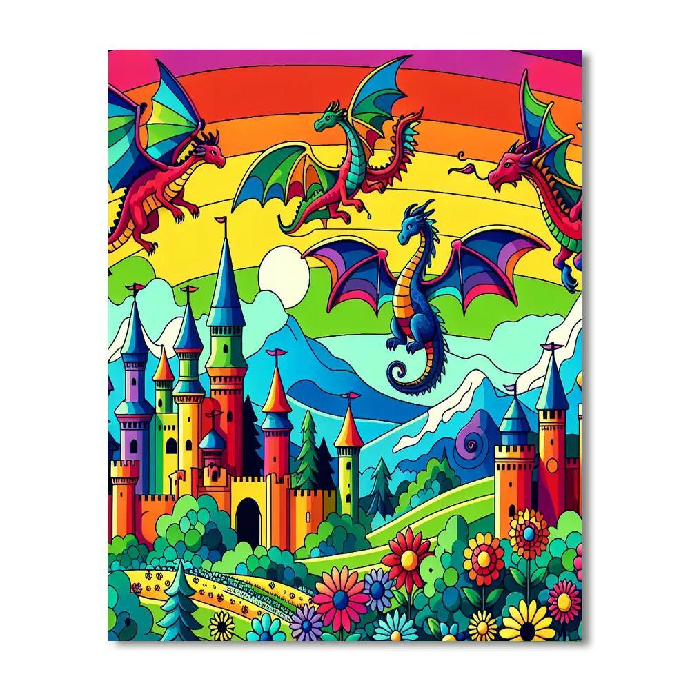 Rainbow Dragon Kingdom - DIY Painting By Numbers Kit