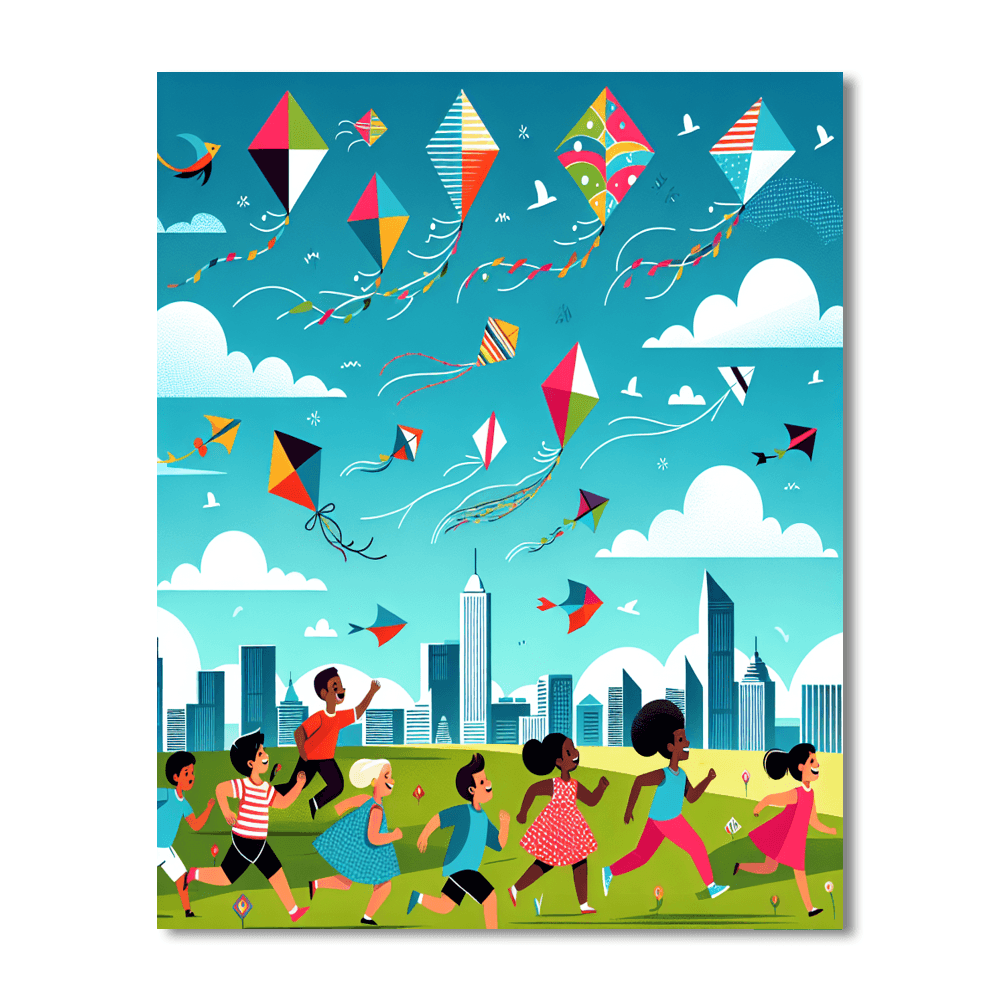 Kite Flying Fun - DIY Painting By Numbers Kit