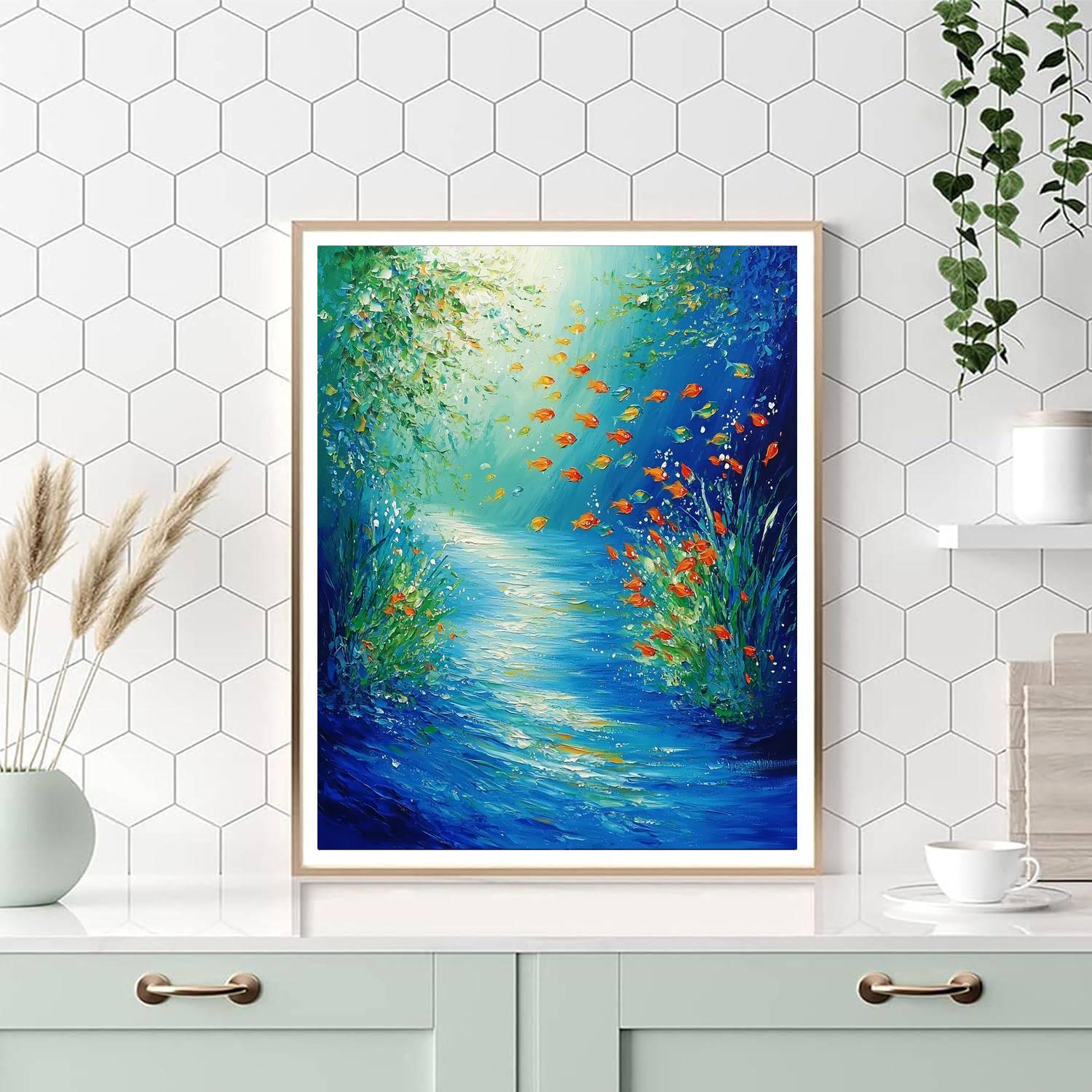 Claude Monet Inspired Enchanting Underwater Scene - DIY Painting By Numbers Kit